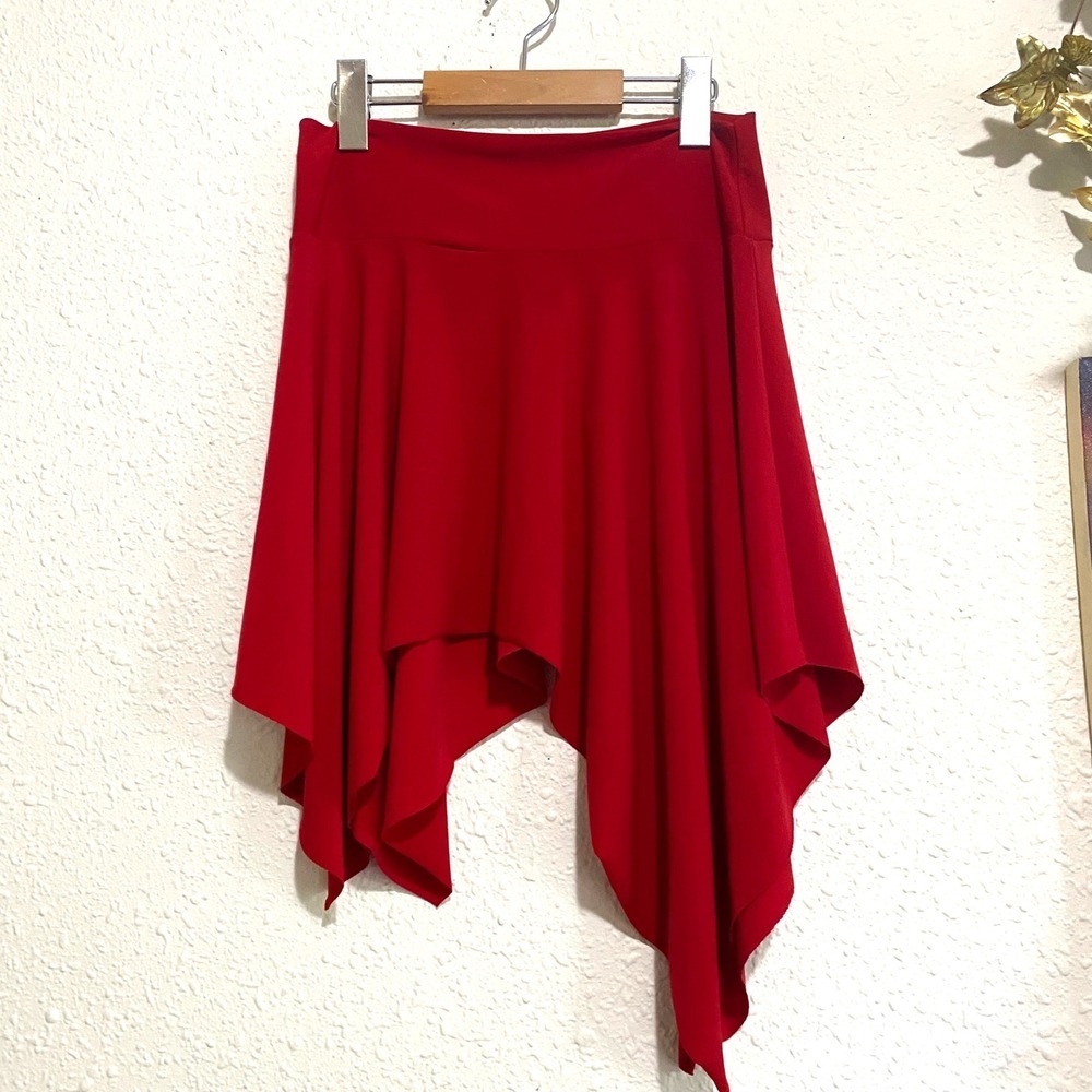 Vtg French Kiss Red Handkerchief witchy goth Asymmetrical Skirt boho Y2K Medium